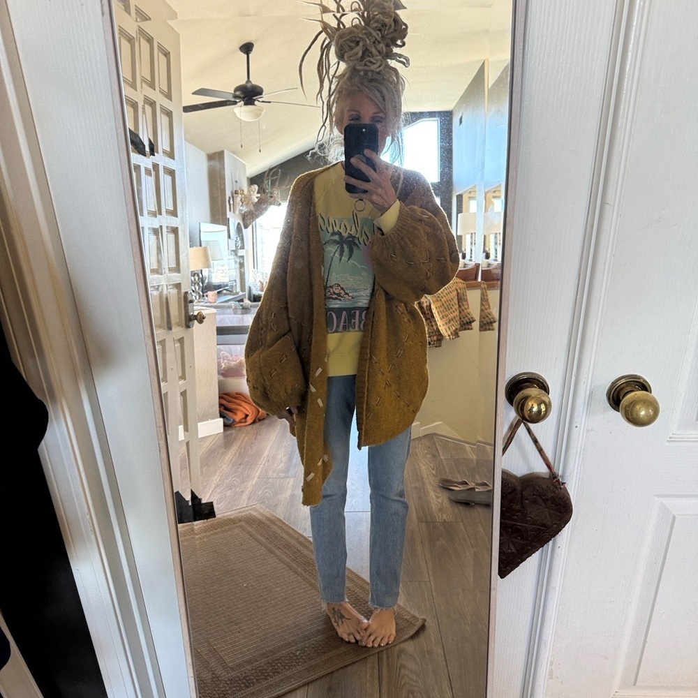 Anthropologie, Akemi + Kin Janet Ribbon Cardigan, Oversized, Mustard,
OneSize